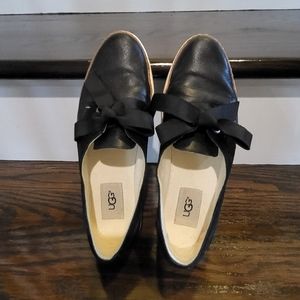 UGG Black leather slip on shoes